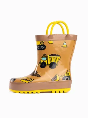 NORTY Tod Boys 6-10 Brown Vehicles Rain Boot 16442