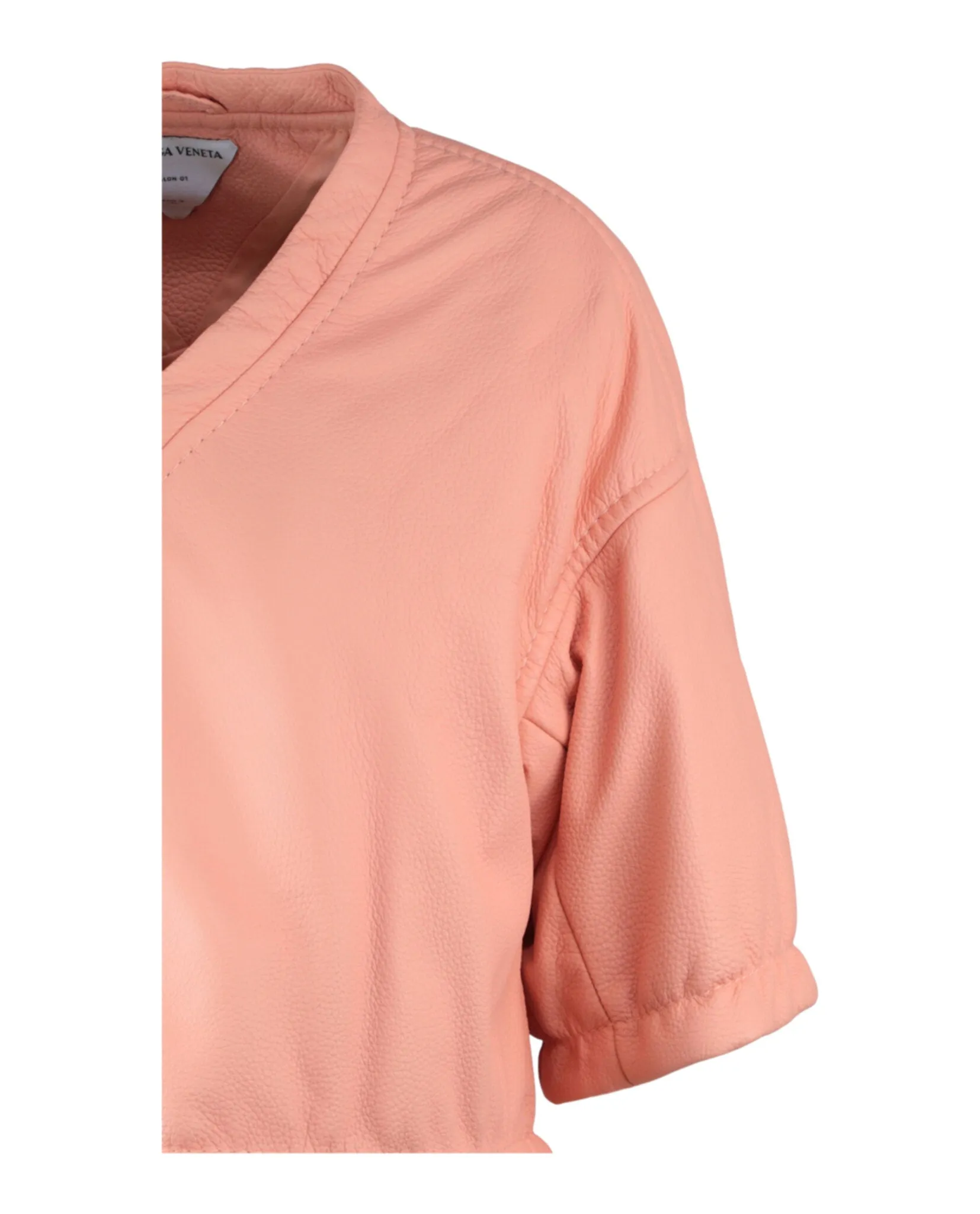 Padded Leather Short-Sleeve Top