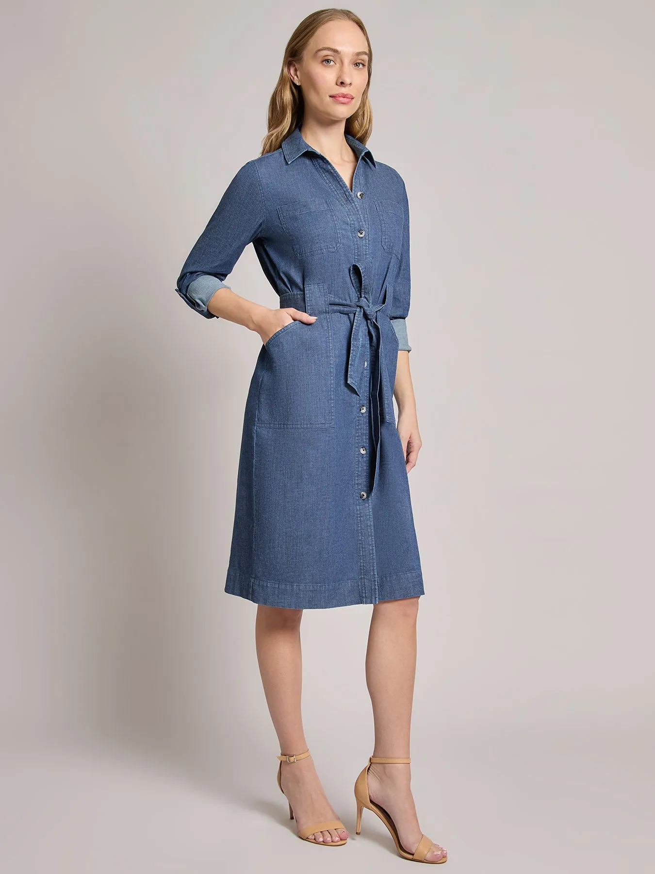 Pocket Tie Dress, Denim