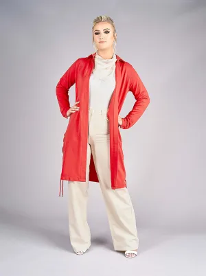 Red Eyelet Detail Casual Jacket