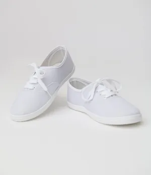 Retro Style White Lace Up Sneakers