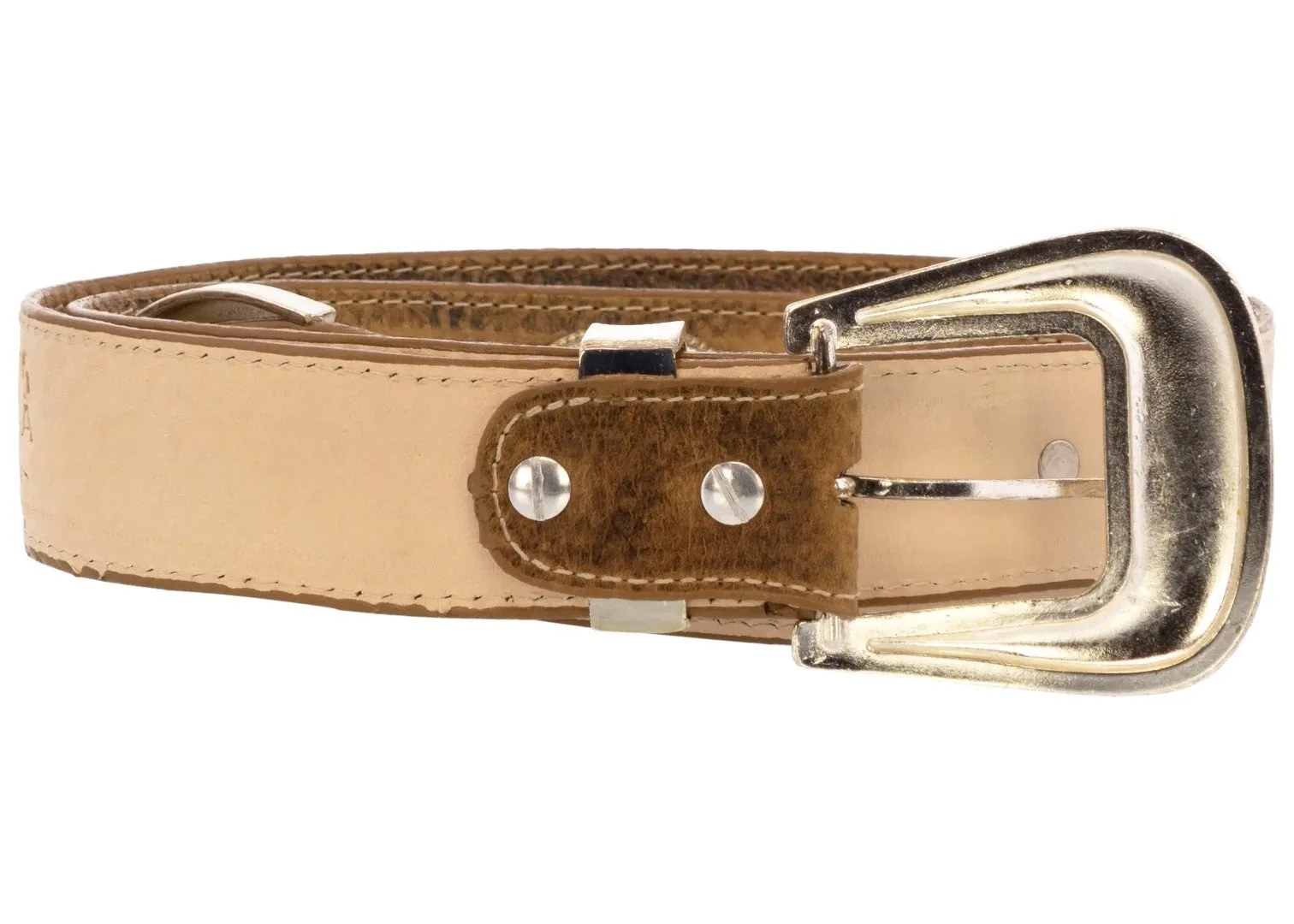 Sand Western Cowboy Leather Belt Horse Concho - Silver Buckle