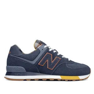 Scarpe Uomo NEW BALANCE Sneakers 574 in Mesh e Suede colore Navy con Dettagli Tartan