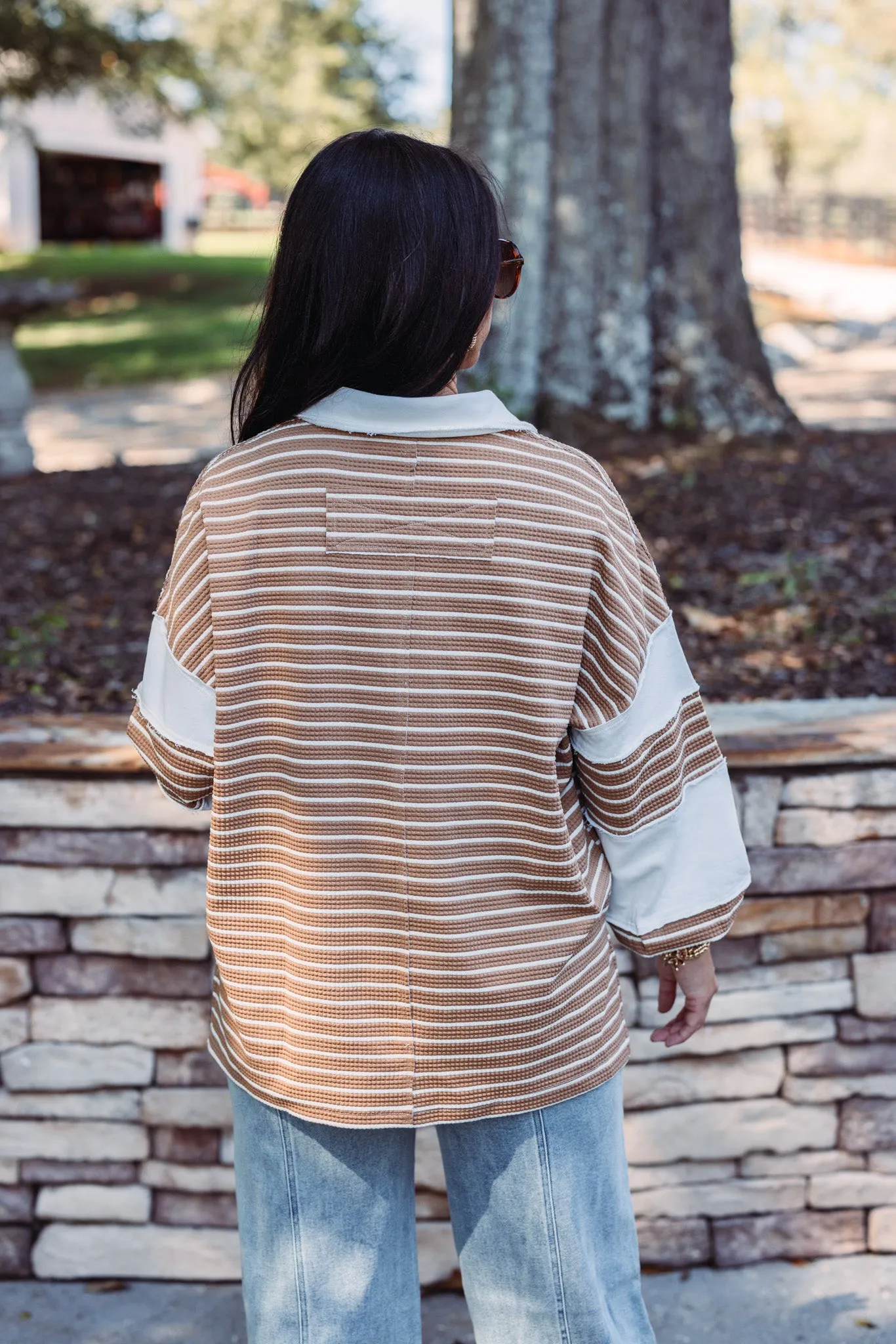 Simply Chic Caramel Striped Top