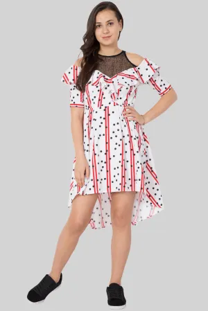 Striped fit and flare midi dress