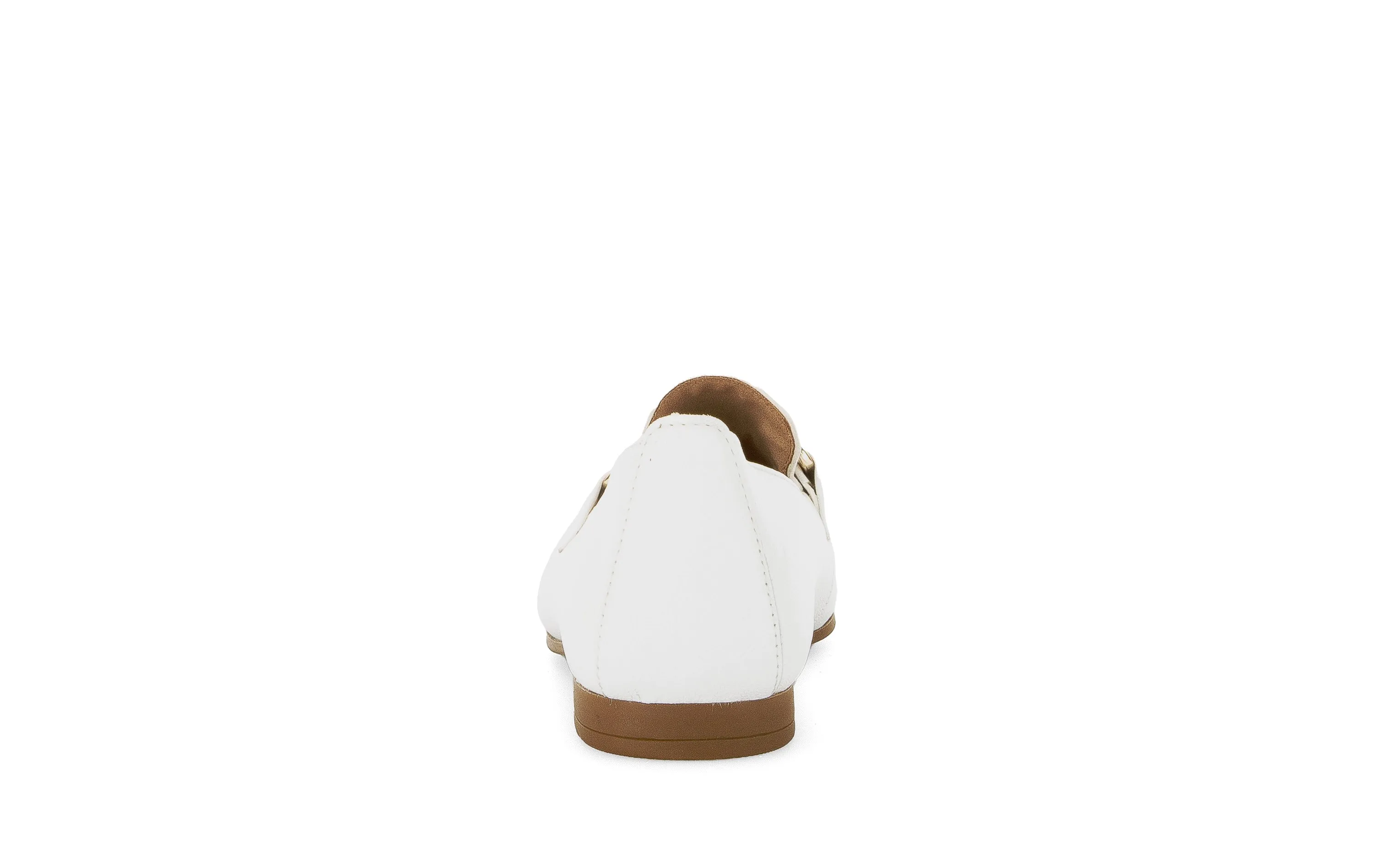 White Loafer Shoe With Gold Detailing